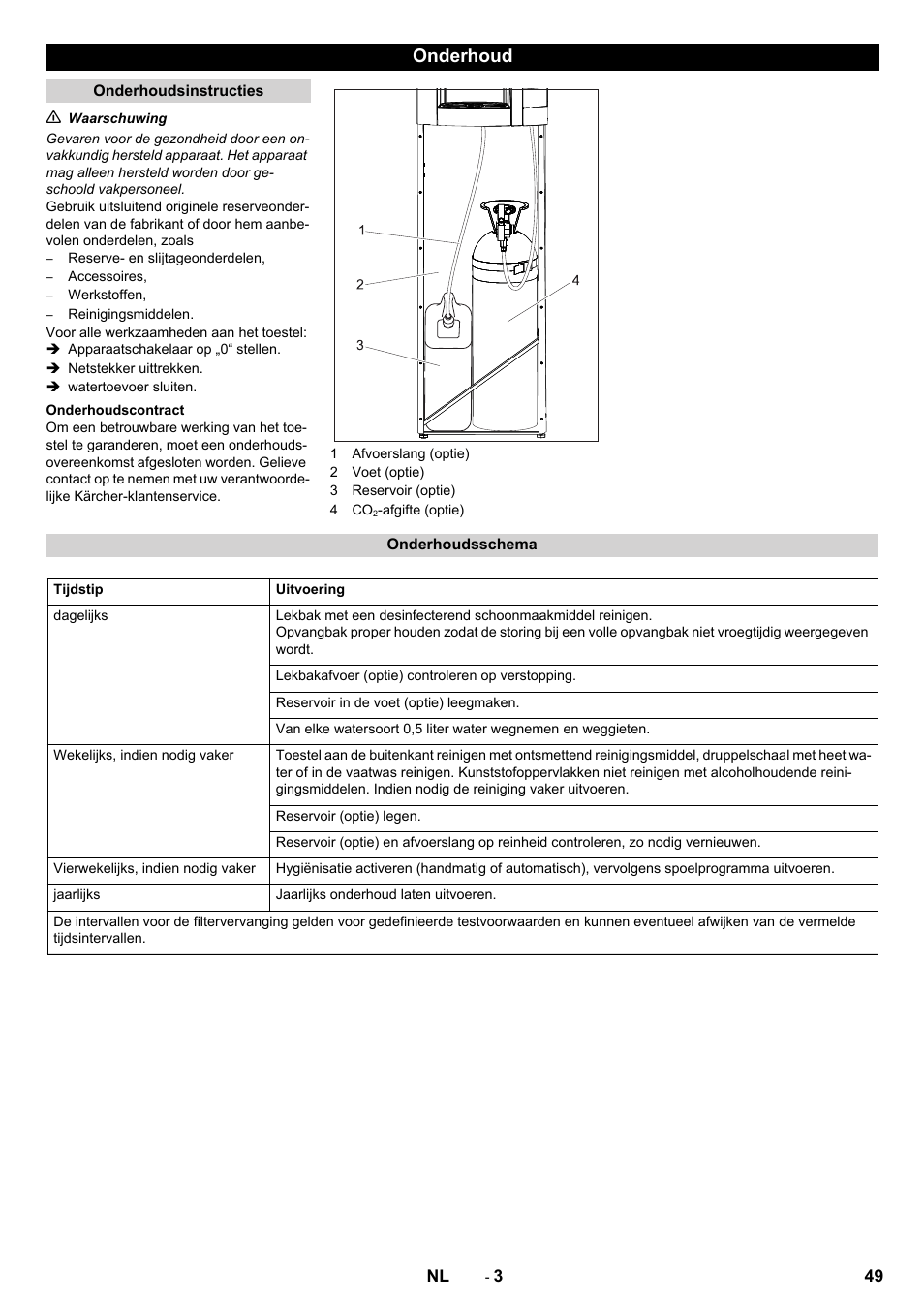 Onderhoud | Karcher WPD 100 T AC User Manual | Page 49 / 316