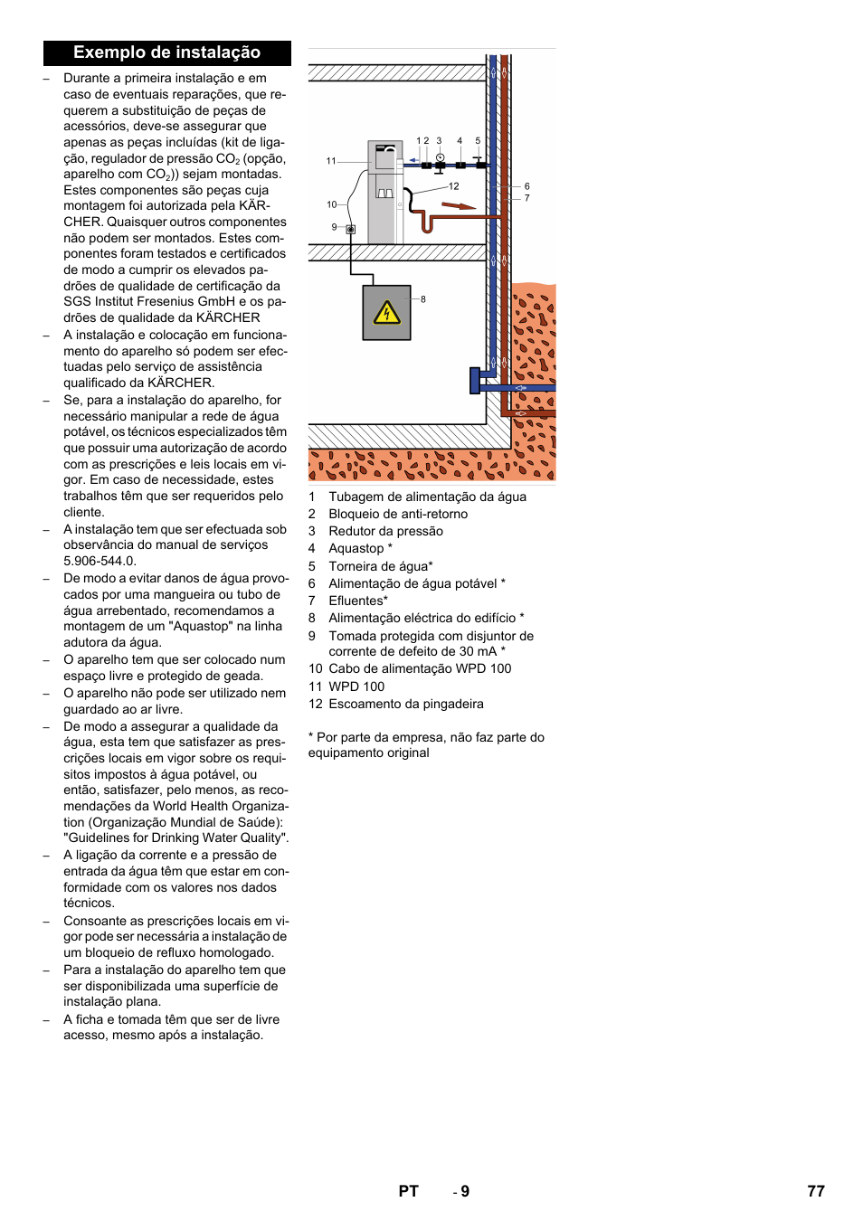 Exemplo de instalação, 77 pt | Karcher WPD 100 T AC User Manual | Page 77 / 316
