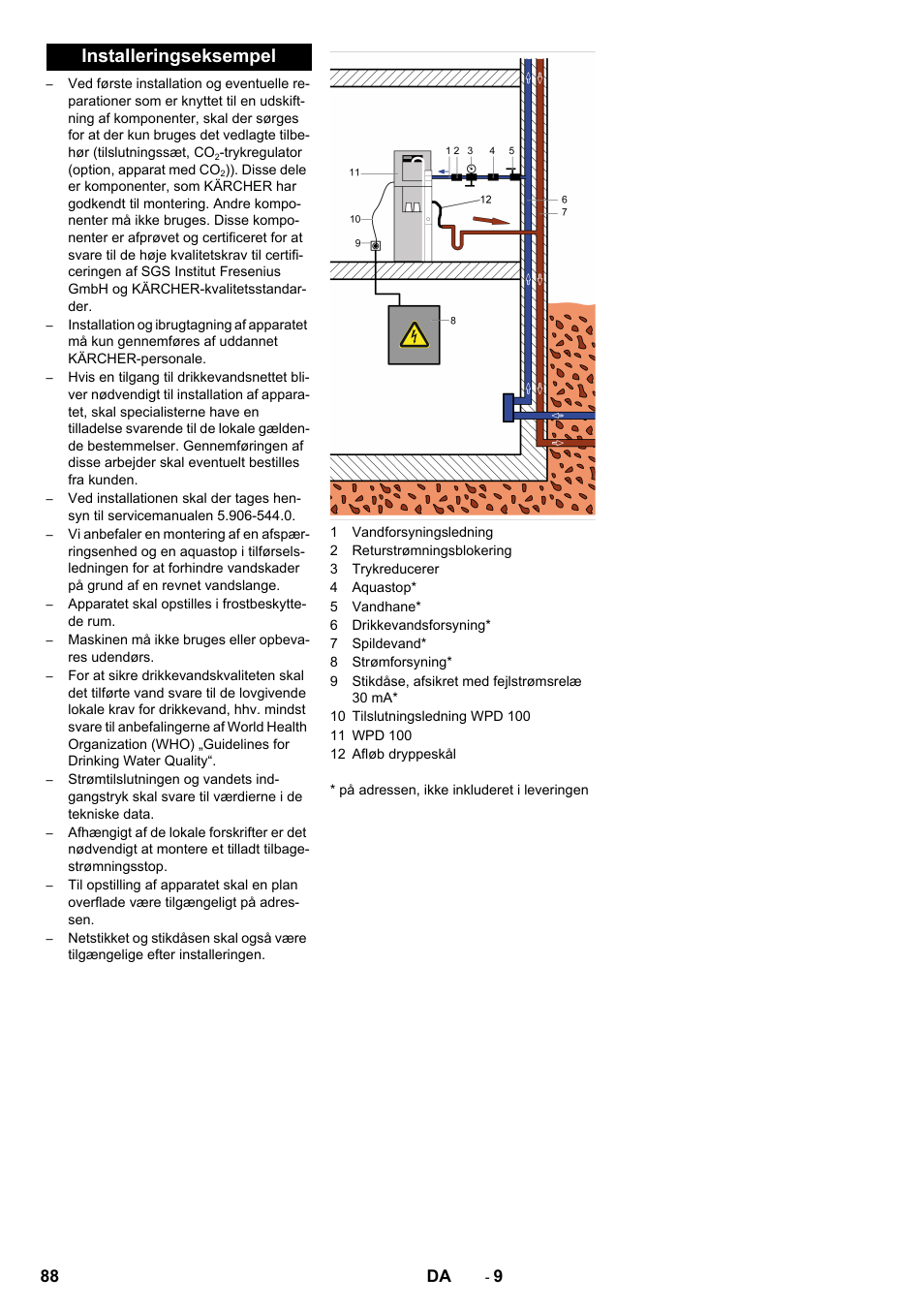 Installeringseksempel, 88 da | Karcher WPD 100 T AC User Manual | Page 88 / 316