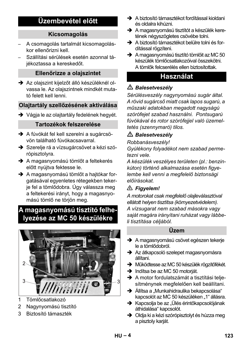 Üzembevétel előtt | Karcher MIC 34C User Manual | Page 123 / 172