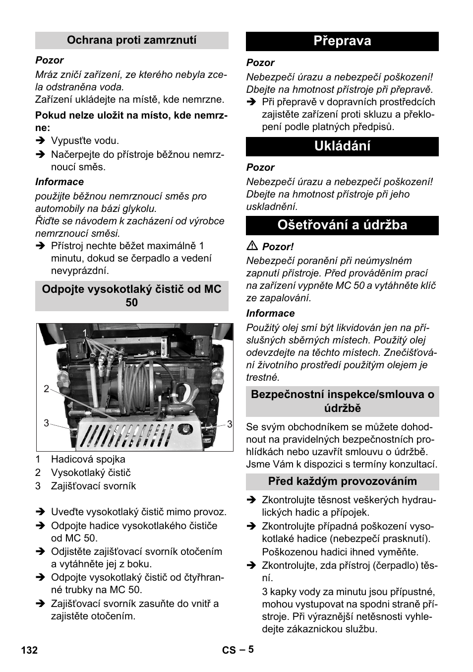 Přeprava ukládání ošetřování a údržba | Karcher MIC 34C User Manual | Page 132 / 172