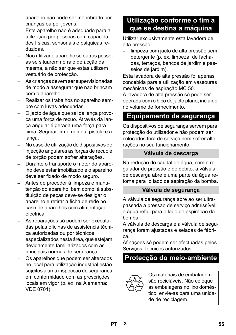 Protecção do meio-ambiente | Karcher MIC 34C User Manual | Page 55 / 172