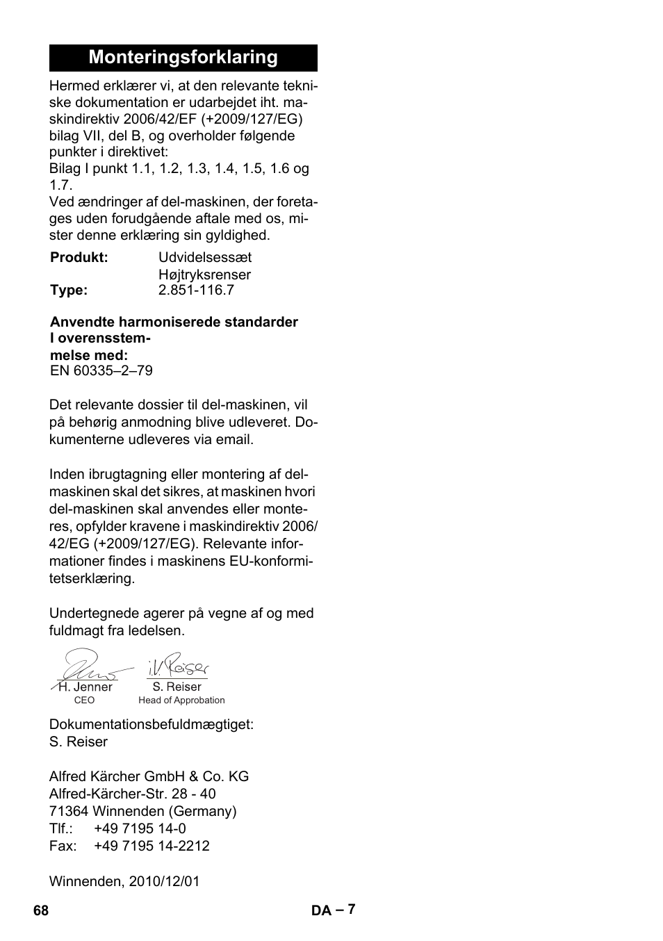 Monteringsforklaring | Karcher MIC 34C User Manual | Page 68 / 172