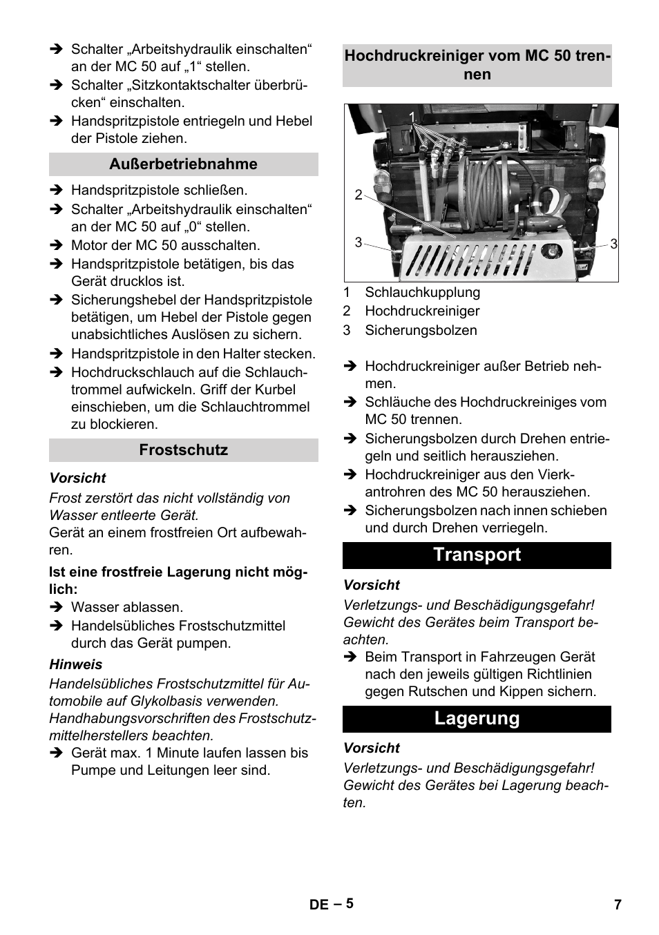 Transport lagerung | Karcher MIC 34C User Manual | Page 7 / 172
