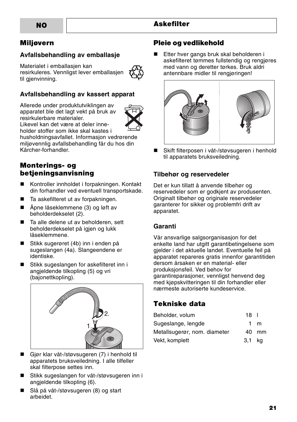 Karcher MV 3 Fireplace Kit User Manual | Page 21 / 60