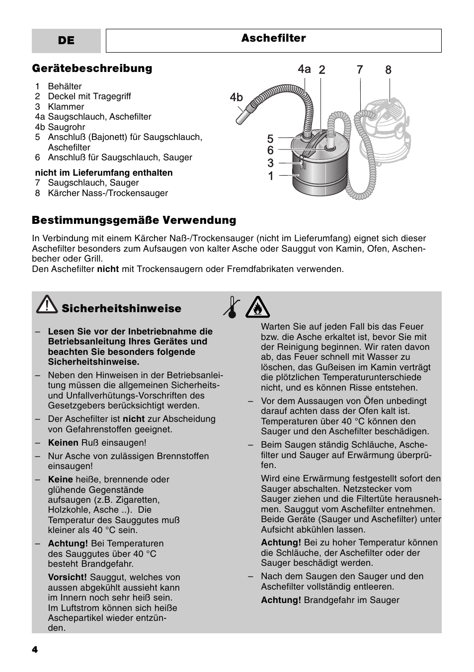 Karcher MV 3 Fireplace Kit User Manual | Page 4 / 60