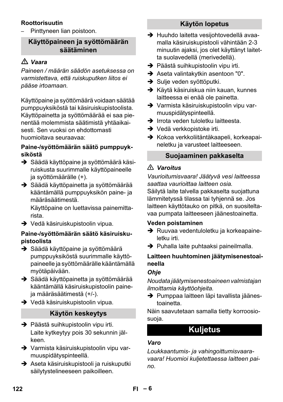 Kuljetus | Karcher HD 16-15-4 Cage Plus User Manual | Page 122 / 316