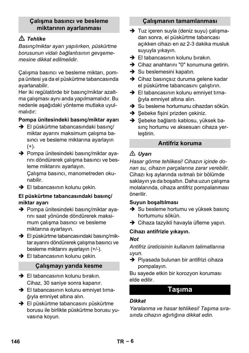 Taşıma | Karcher HD 16-15-4 Cage Plus User Manual | Page 146 / 316