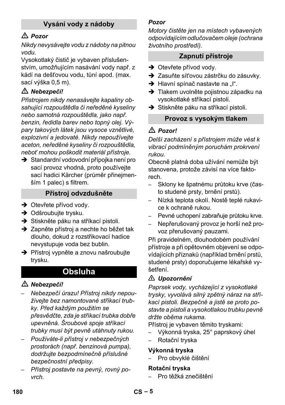 Obsluha | Karcher HD 16-15-4 Cage Plus User Manual | Page 180 / 316