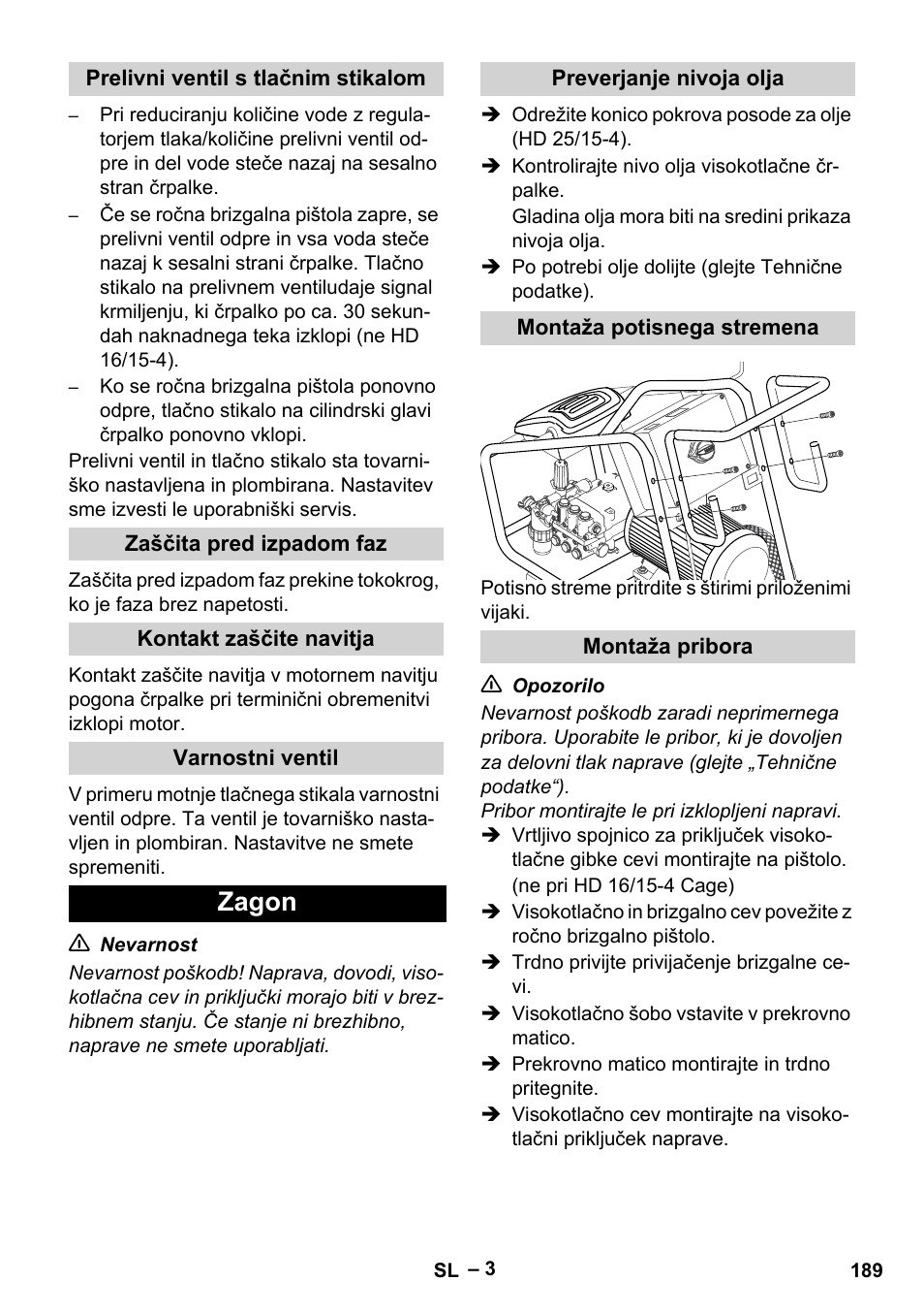 Zagon | Karcher HD 16-15-4 Cage Plus User Manual | Page 189 / 316