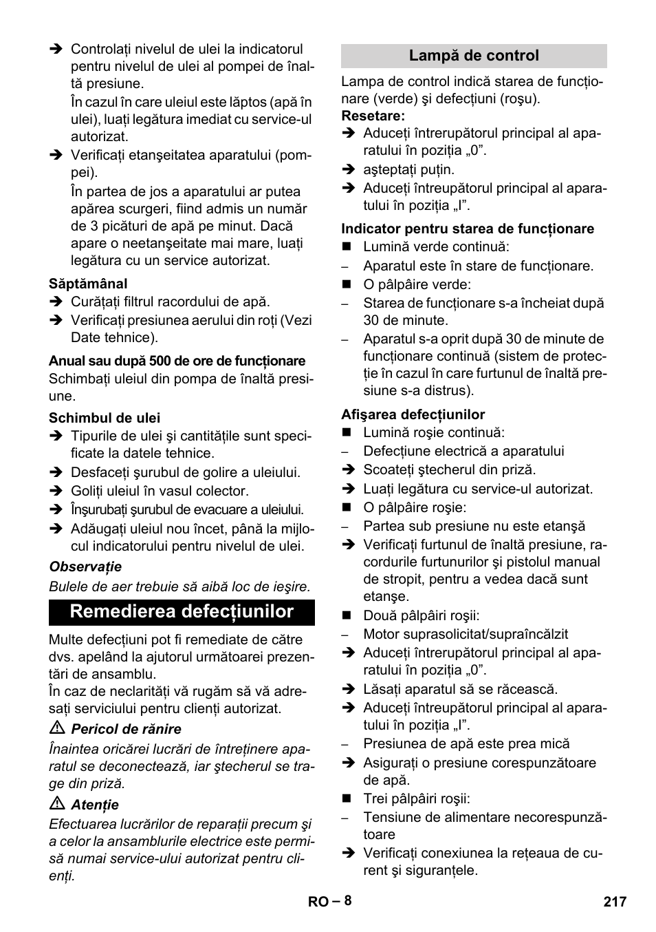 Remedierea defecţiunilor | Karcher HD 16-15-4 Cage Plus User Manual | Page 217 / 316