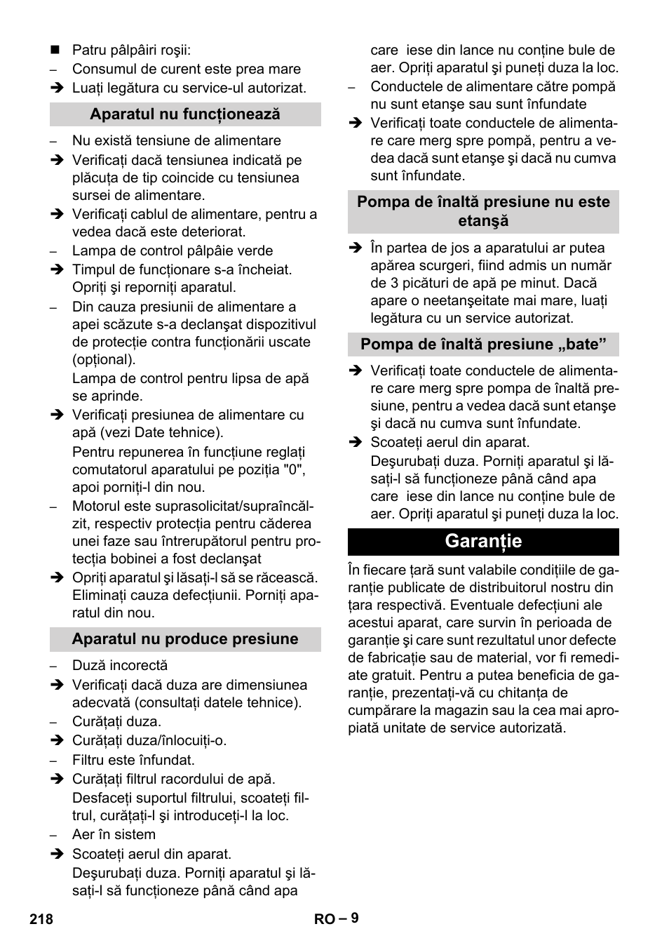Garanţie | Karcher HD 16-15-4 Cage Plus User Manual | Page 218 / 316