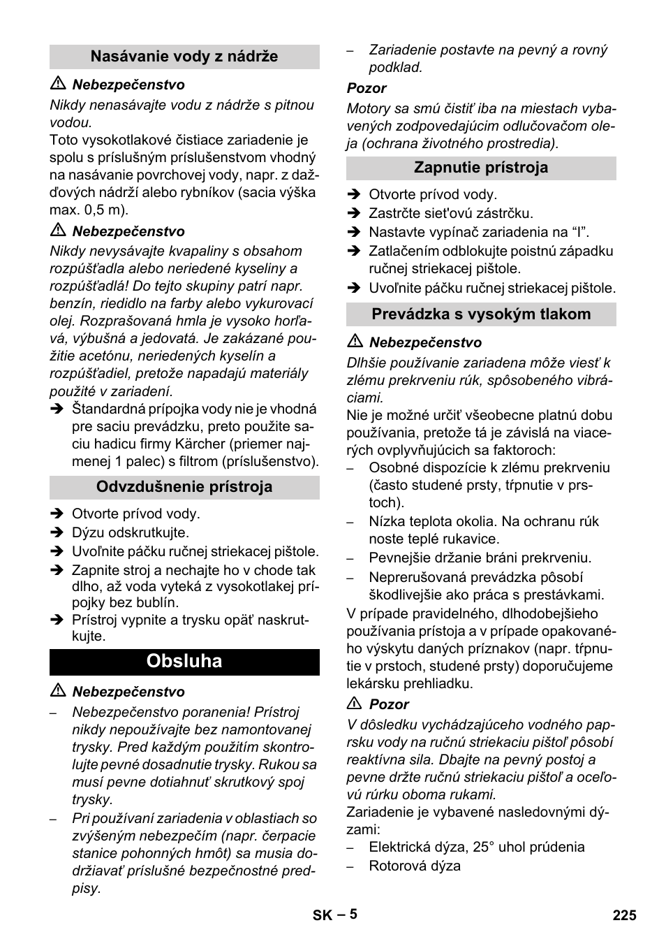 Obsluha | Karcher HD 16-15-4 Cage Plus User Manual | Page 225 / 316