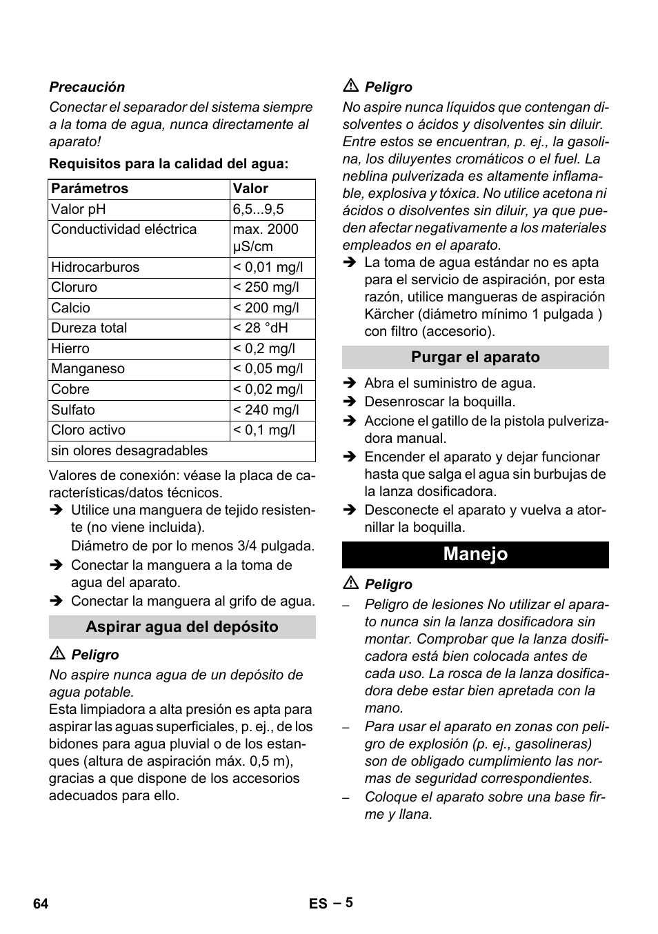 Manejo | Karcher HD 16-15-4 Cage Plus User Manual | Page 64 / 316