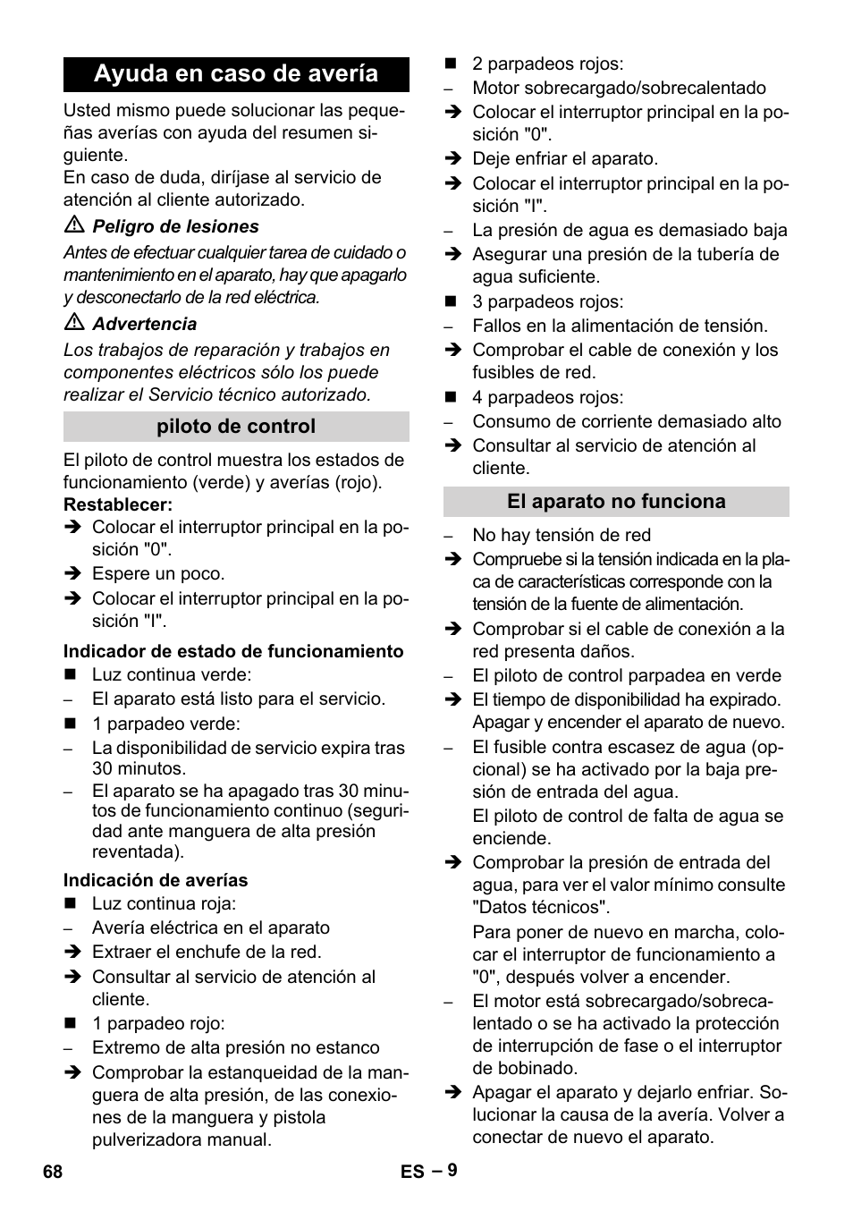 Ayuda en caso de avería | Karcher HD 16-15-4 Cage Plus User Manual | Page 68 / 316