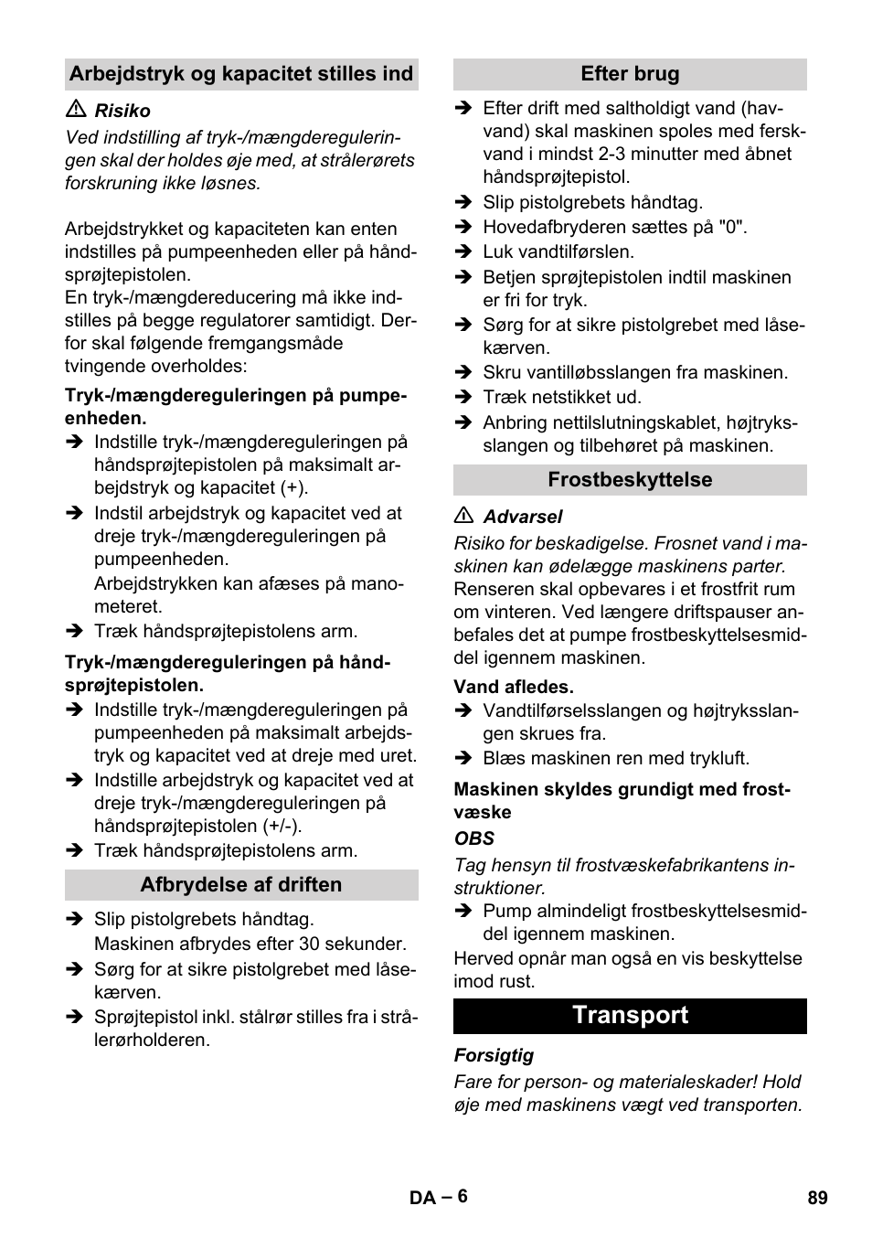 Transport | Karcher HD 16-15-4 Cage Plus User Manual | Page 89 / 316