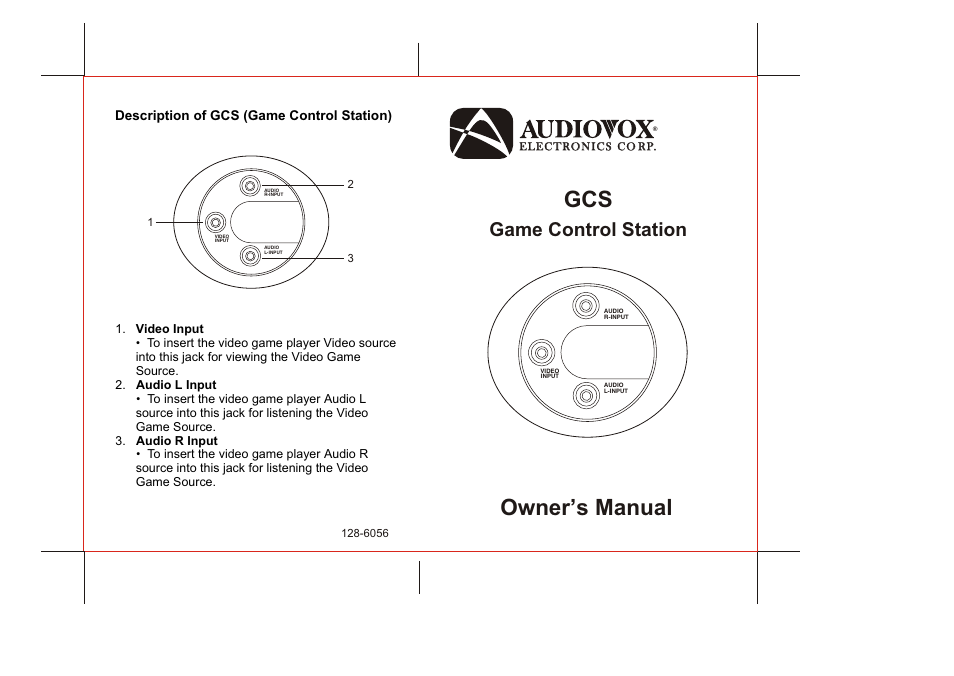 Audiovox GCS User Manual | 2 pages