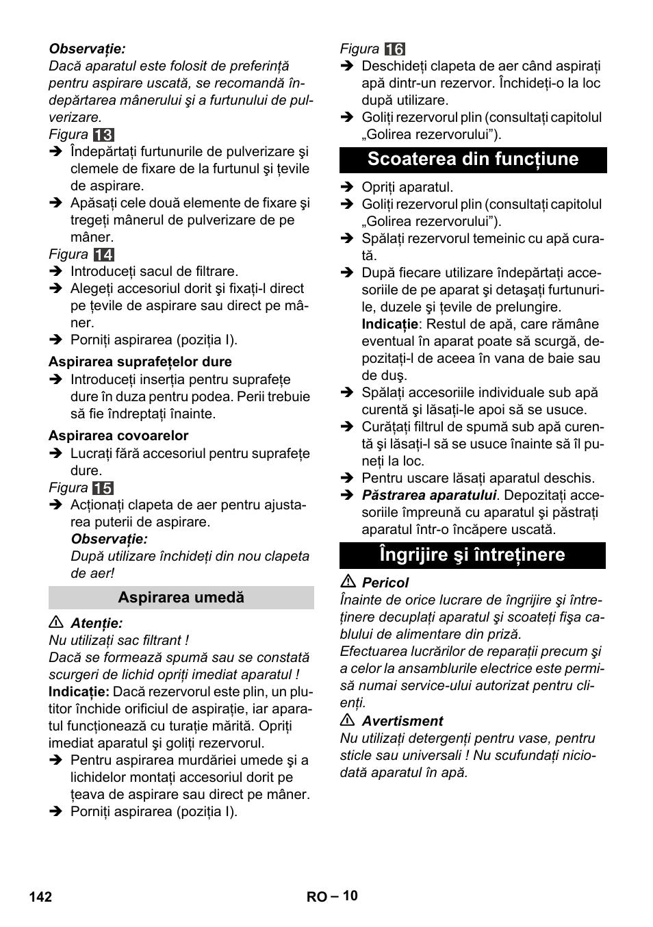 Scoaterea din funcţiune îngrijire şi întreţinere | Karcher SE 4001 User Manual | Page 142 / 222