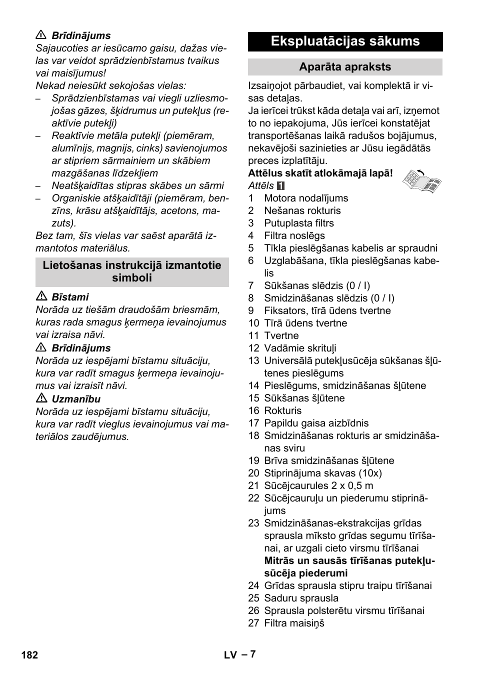 Ekspluatācijas sākums | Karcher SE 4001 User Manual | Page 182 / 222