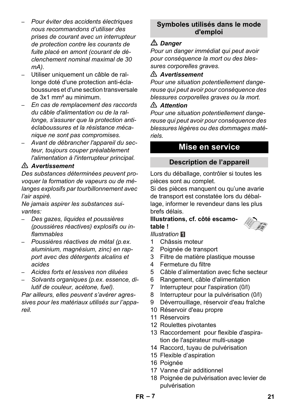 Mise en service | Karcher SE 4001 User Manual | Page 21 / 222