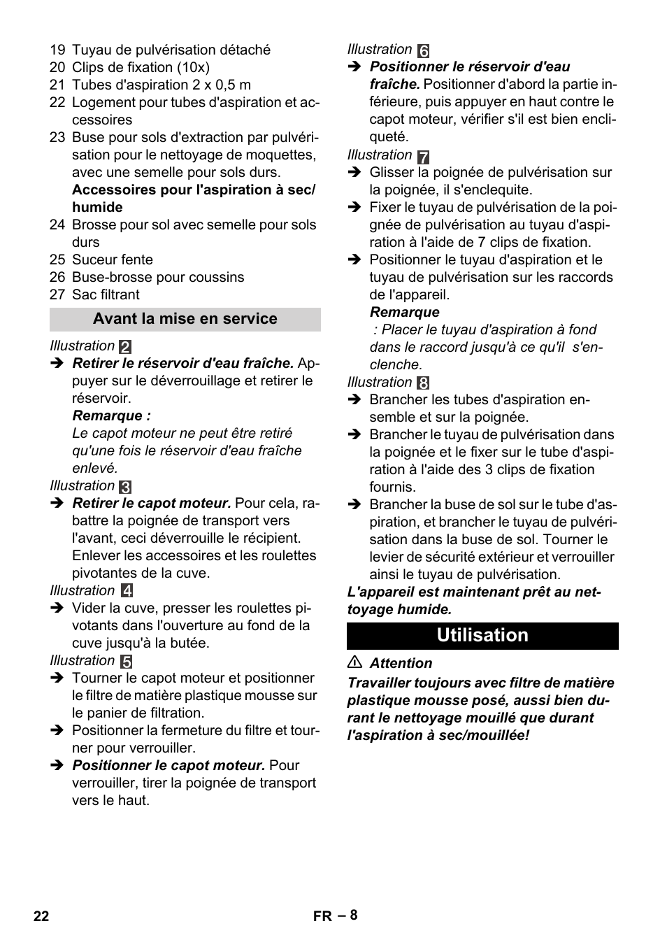 Utilisation | Karcher SE 4001 User Manual | Page 22 / 222