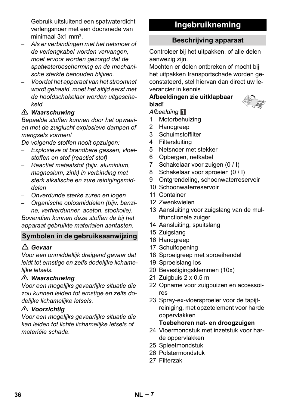 Ingebruikneming | Karcher SE 4001 User Manual | Page 36 / 222