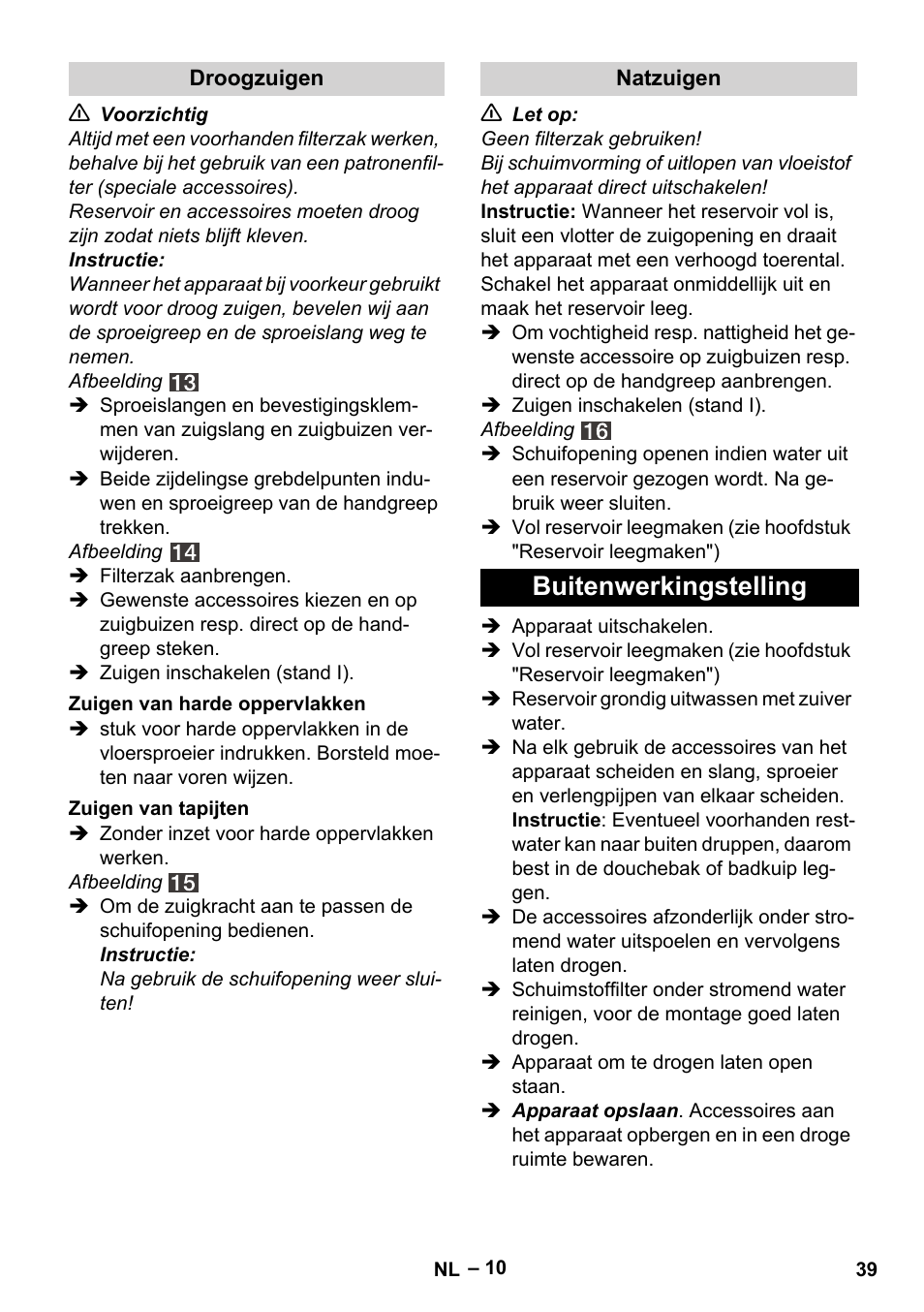 Buitenwerkingstelling | Karcher SE 4001 User Manual | Page 39 / 222