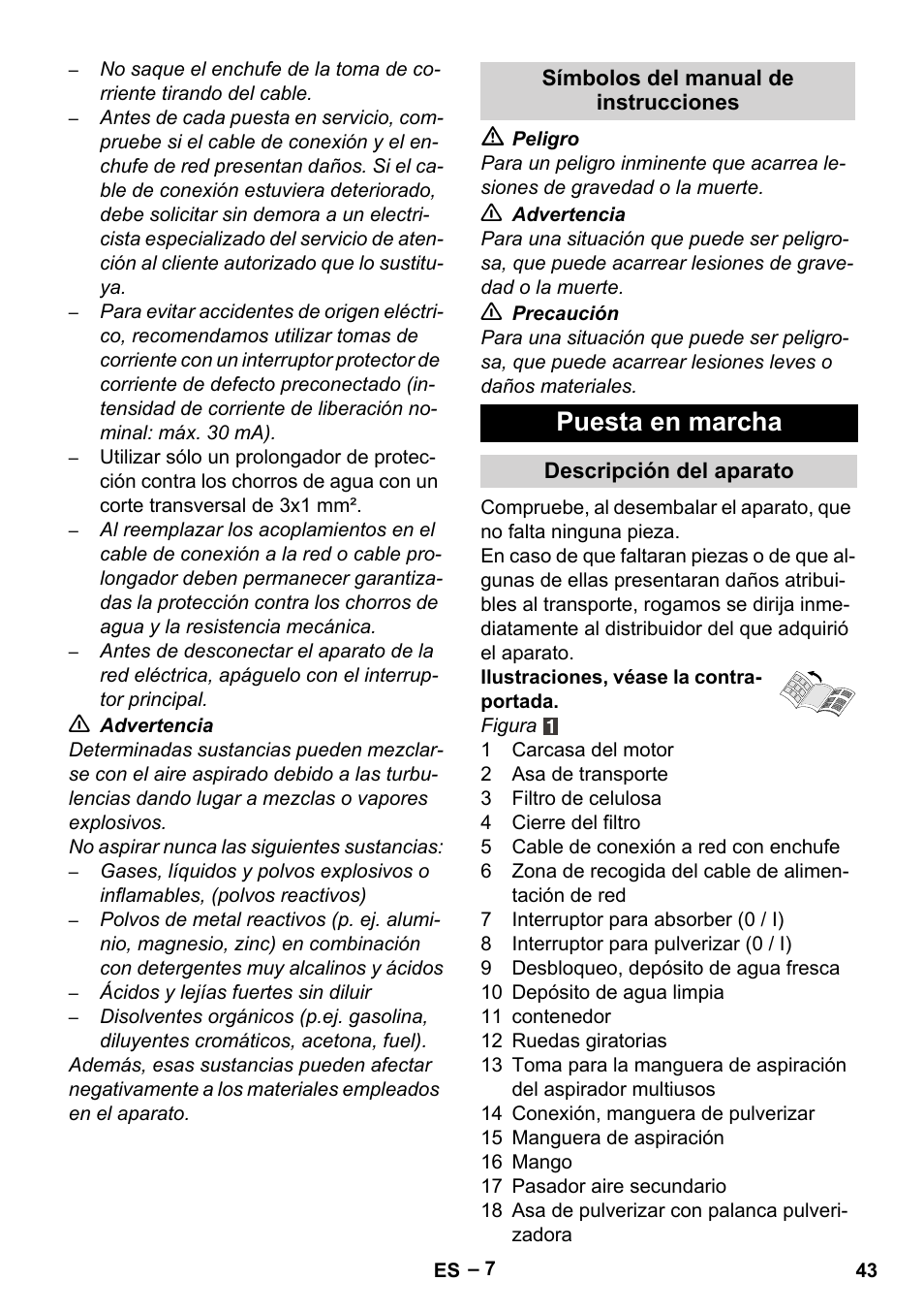 Puesta en marcha | Karcher SE 4001 User Manual | Page 43 / 222