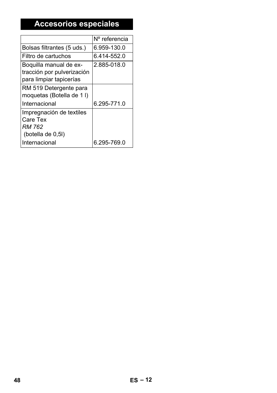 Accesorios especiales | Karcher SE 4001 User Manual | Page 48 / 222