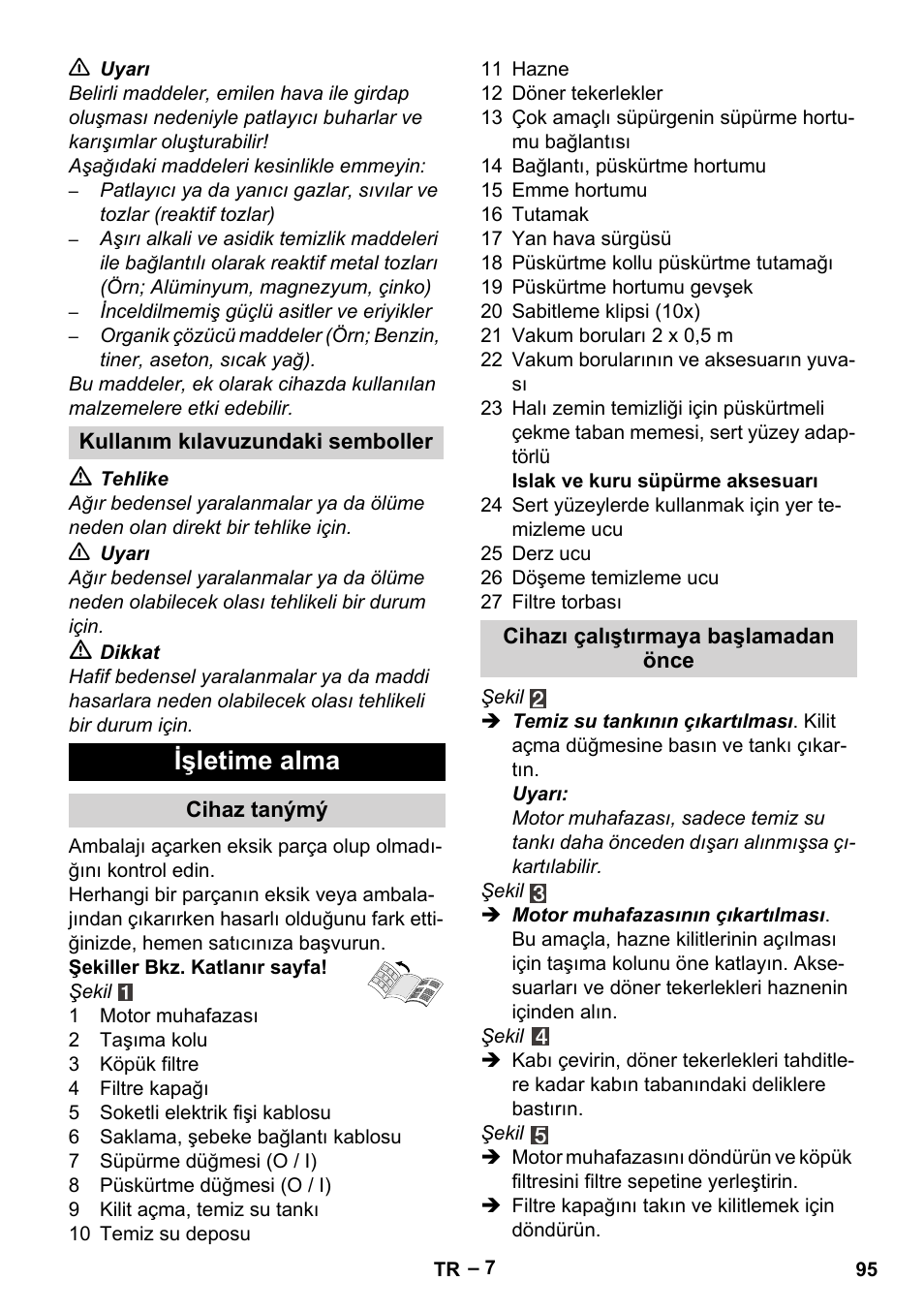 Işletime alma | Karcher SE 4001 User Manual | Page 95 / 222