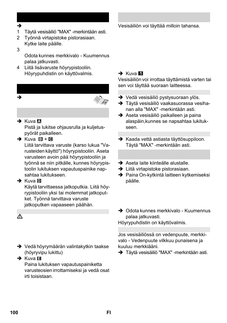 Pikaohje käyttö | Karcher SC 2-550 C EU User Manual | Page 100 / 266