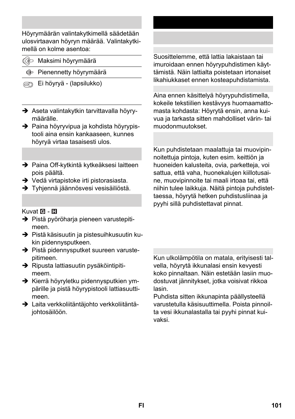 Varusteiden käyttö | Karcher SC 2-550 C EU User Manual | Page 101 / 266