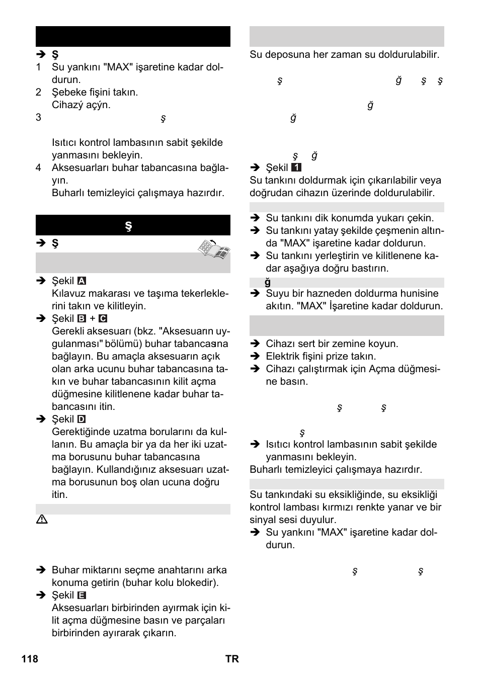 Kısa kullanım talimatı çalıştırma | Karcher SC 2-550 C EU User Manual | Page 118 / 266