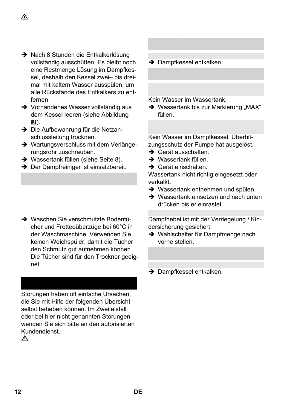 Hilfe bei störungen | Karcher SC 2-550 C EU User Manual | Page 12 / 266