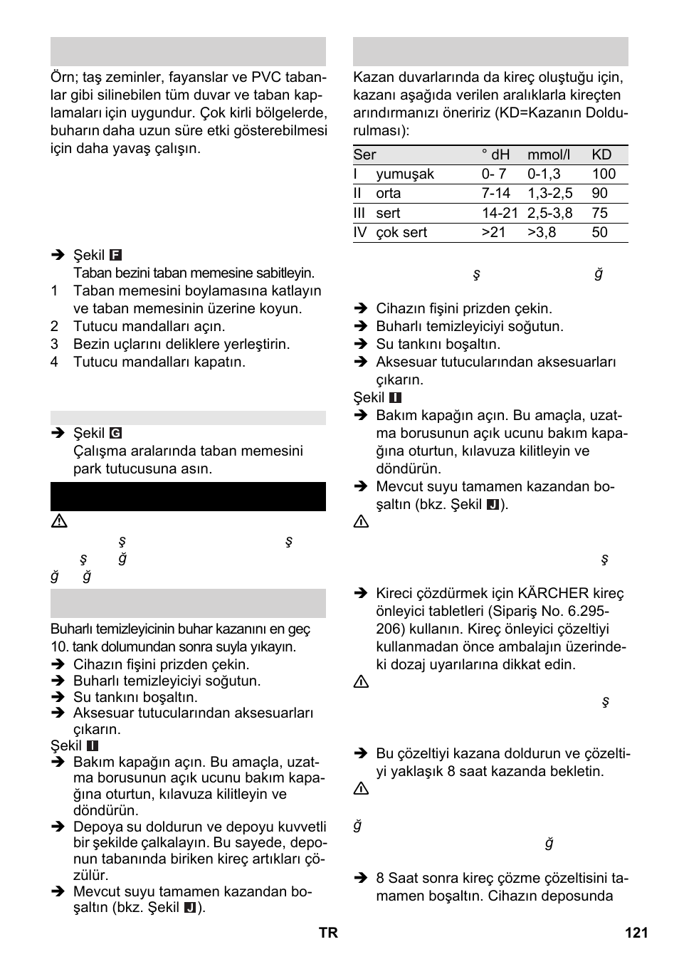 Koruma ve bakım | Karcher SC 2-550 C EU User Manual | Page 121 / 266