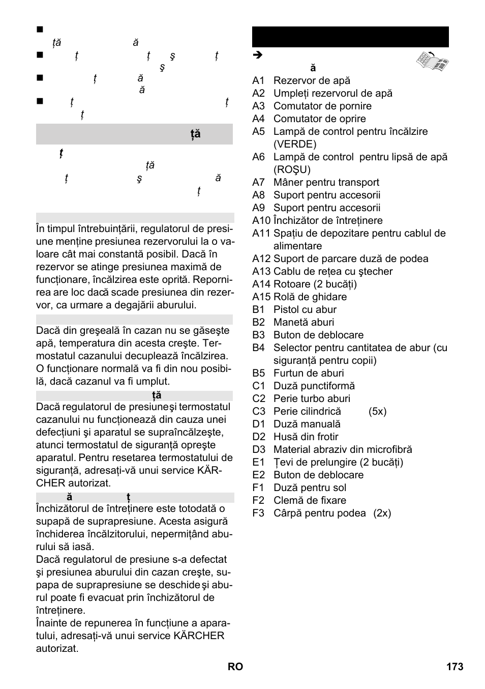 Descrierea aparatului | Karcher SC 2-550 C EU User Manual | Page 173 / 266
