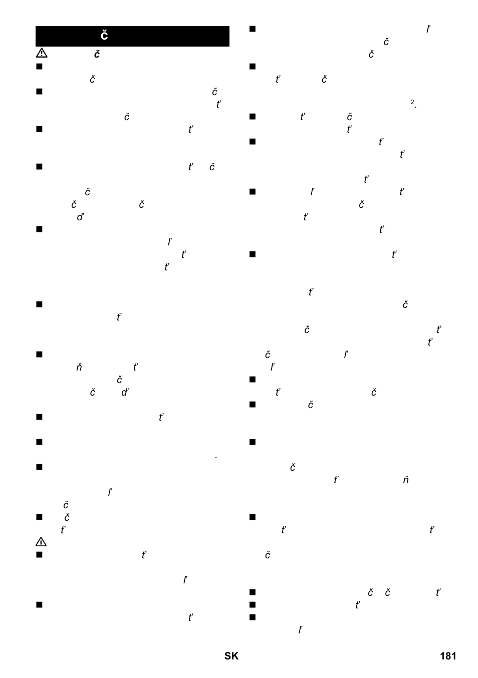 Bezpečnostné pokyny | Karcher SC 2-550 C EU User Manual | Page 181 / 266