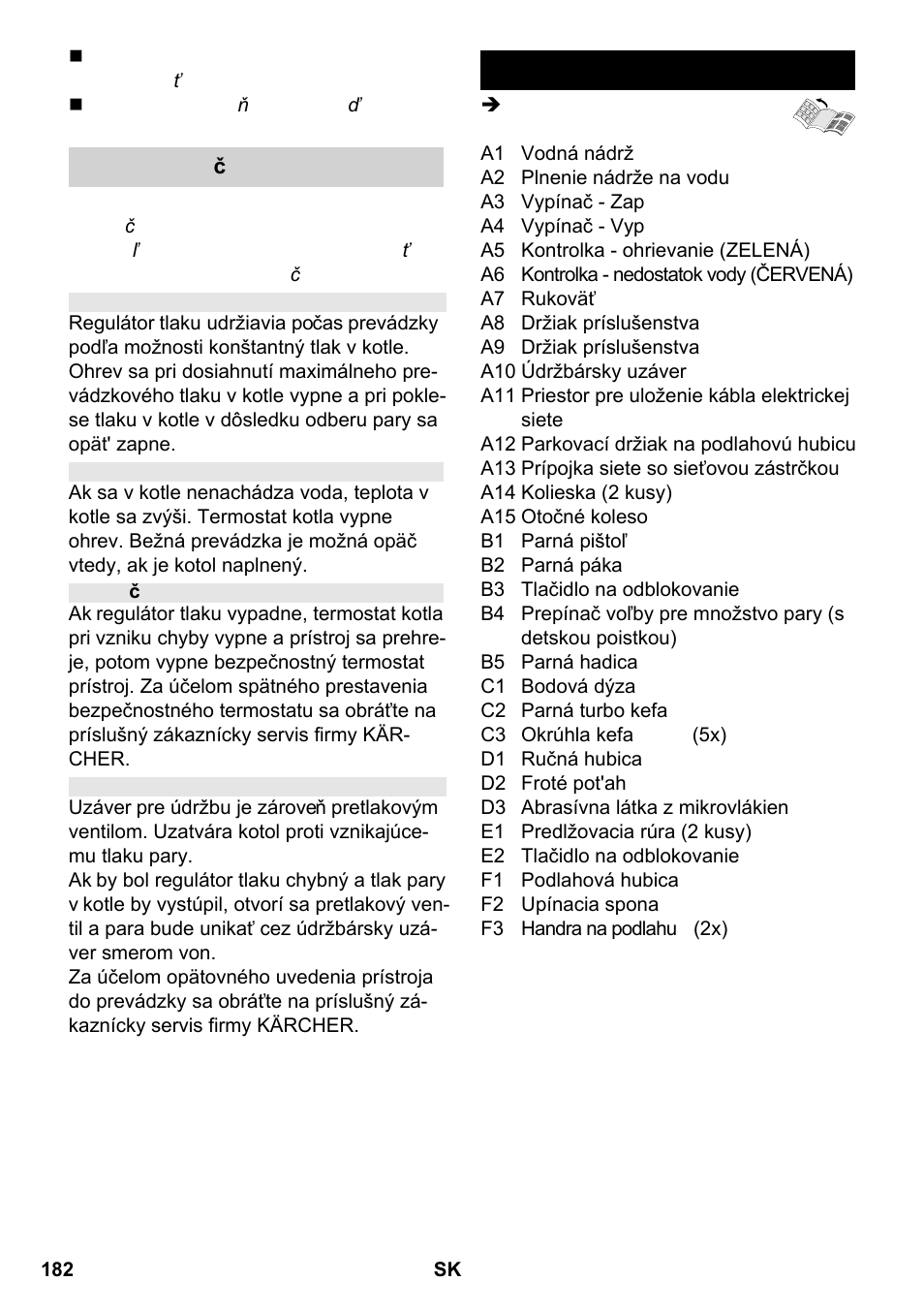 Popis prístroja | Karcher SC 2-550 C EU User Manual | Page 182 / 266