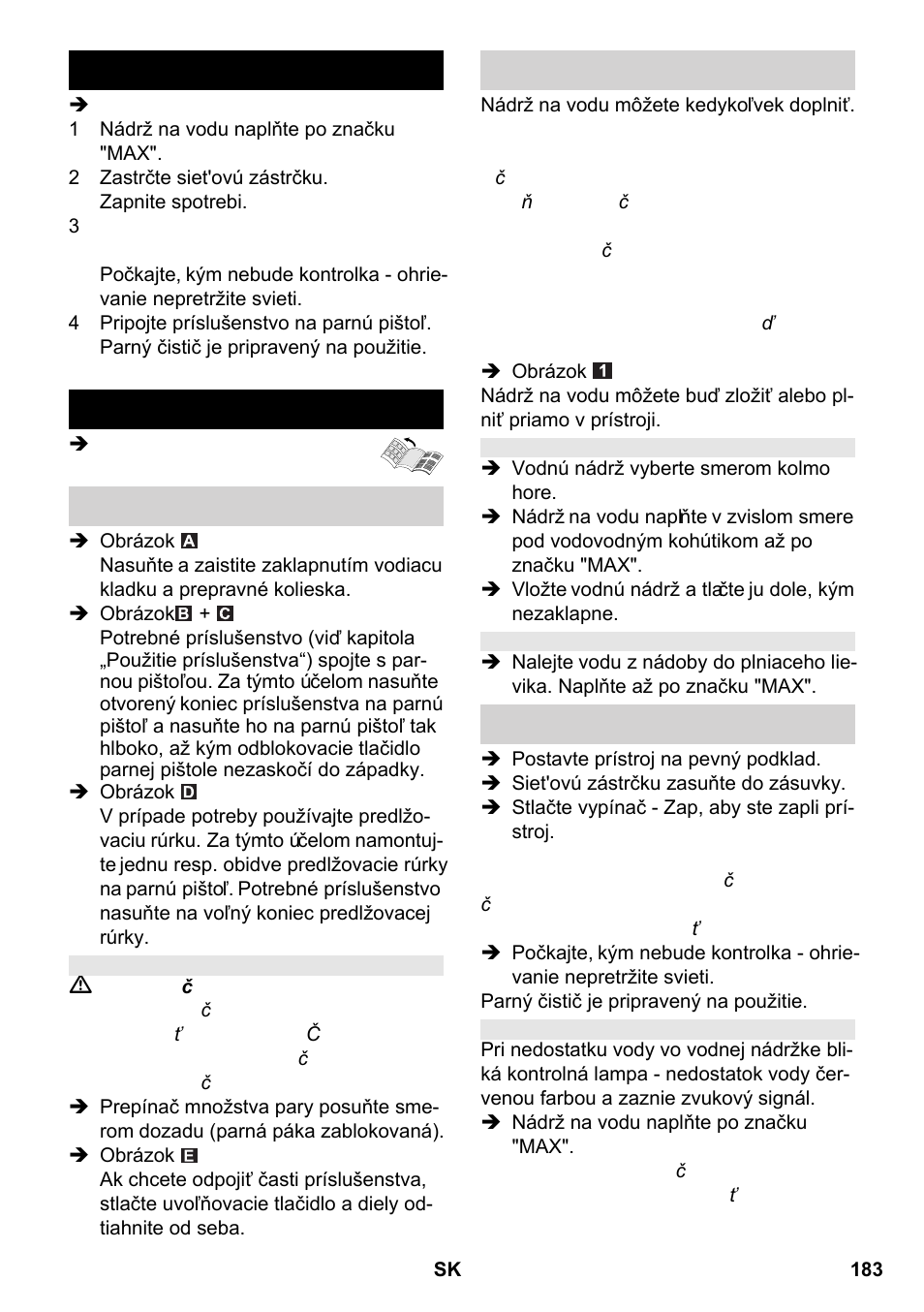 Krátky návod prevádzka | Karcher SC 2-550 C EU User Manual | Page 183 / 266