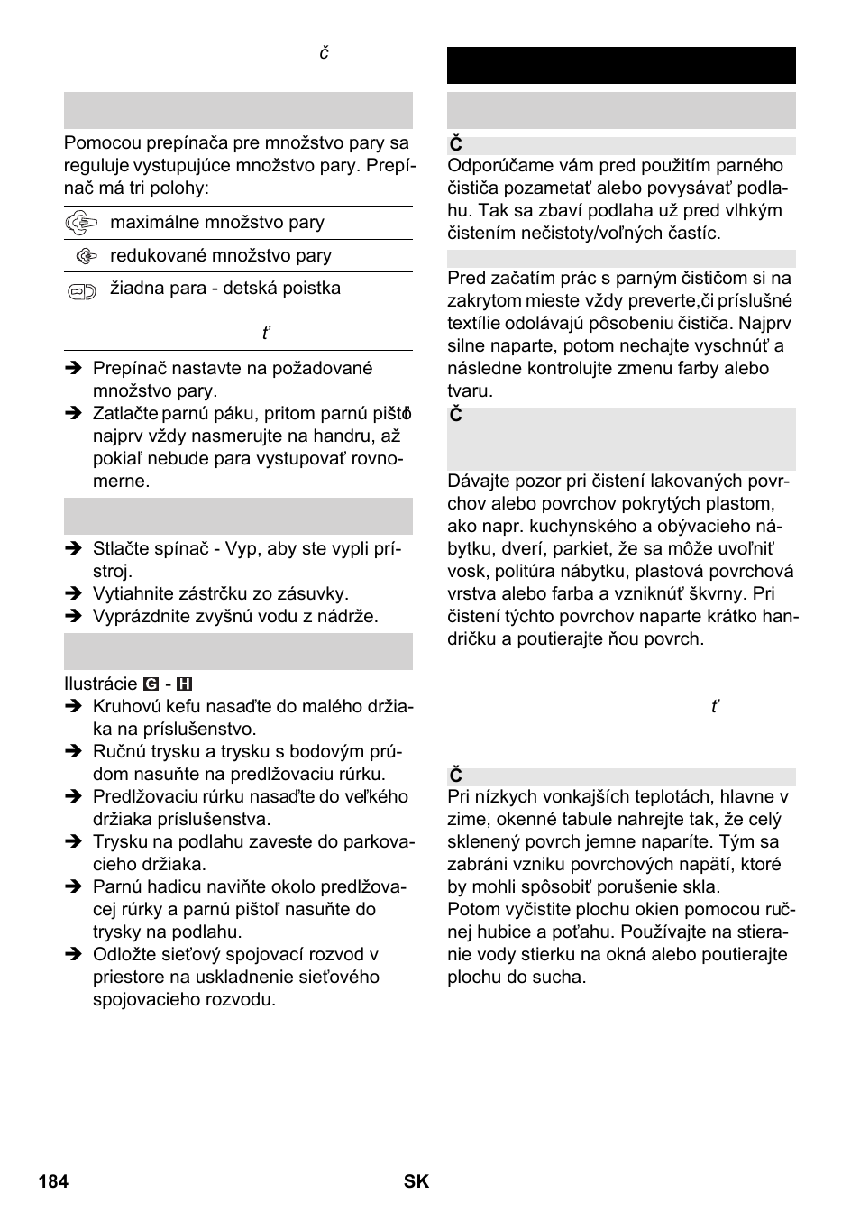 Použitie príslušenstva | Karcher SC 2-550 C EU User Manual | Page 184 / 266