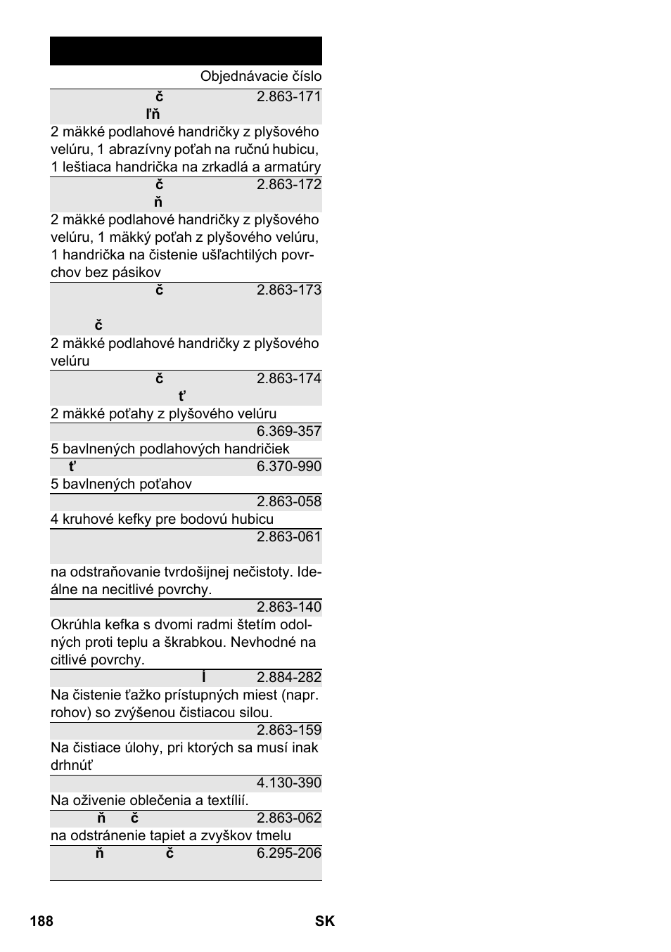 Špeciálne príslušenstvo | Karcher SC 2-550 C EU User Manual | Page 188 / 266