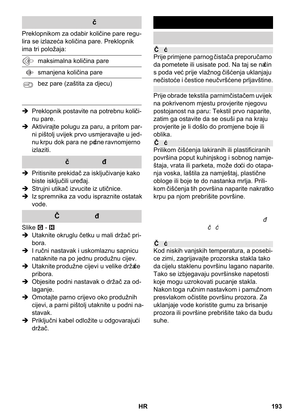 Uporaba pribora | Karcher SC 2-550 C EU User Manual | Page 193 / 266