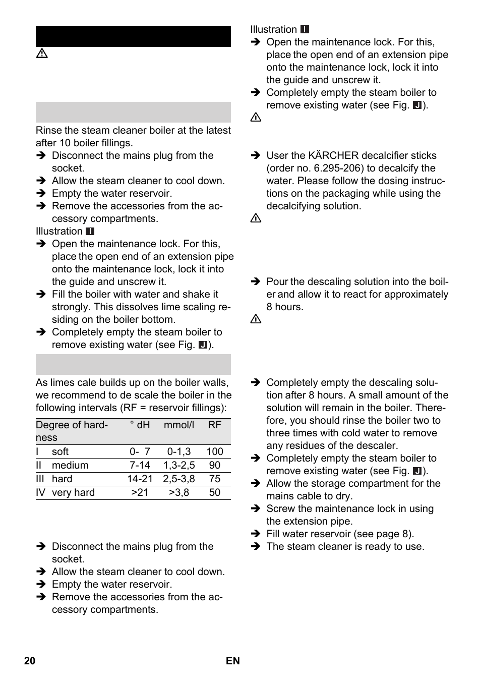 Maintenance and care | Karcher SC 2-550 C EU User Manual | Page 20 / 266