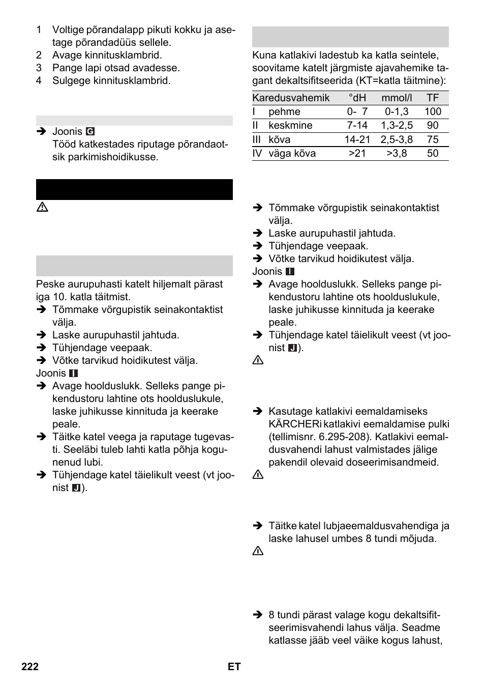 Korrashoid ja tehnohooldus | Karcher SC 2-550 C EU User Manual | Page 222 / 266