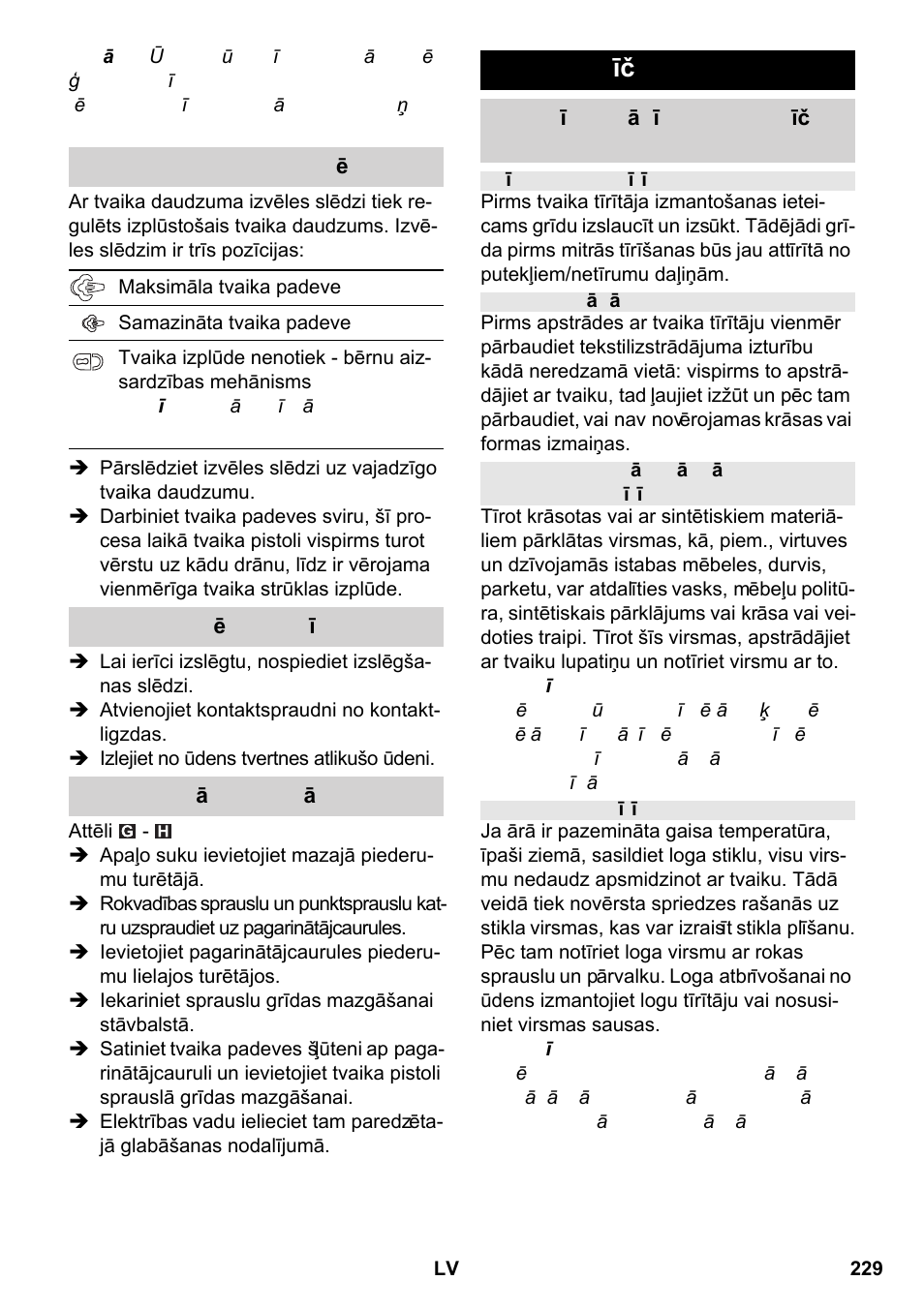 Pierīču lietošana | Karcher SC 2-550 C EU User Manual | Page 229 / 266