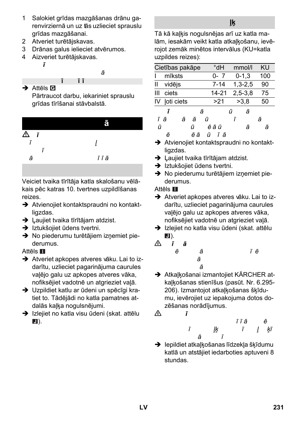 Kopšana un tehnisk ā apkope | Karcher SC 2-550 C EU User Manual | Page 231 / 266