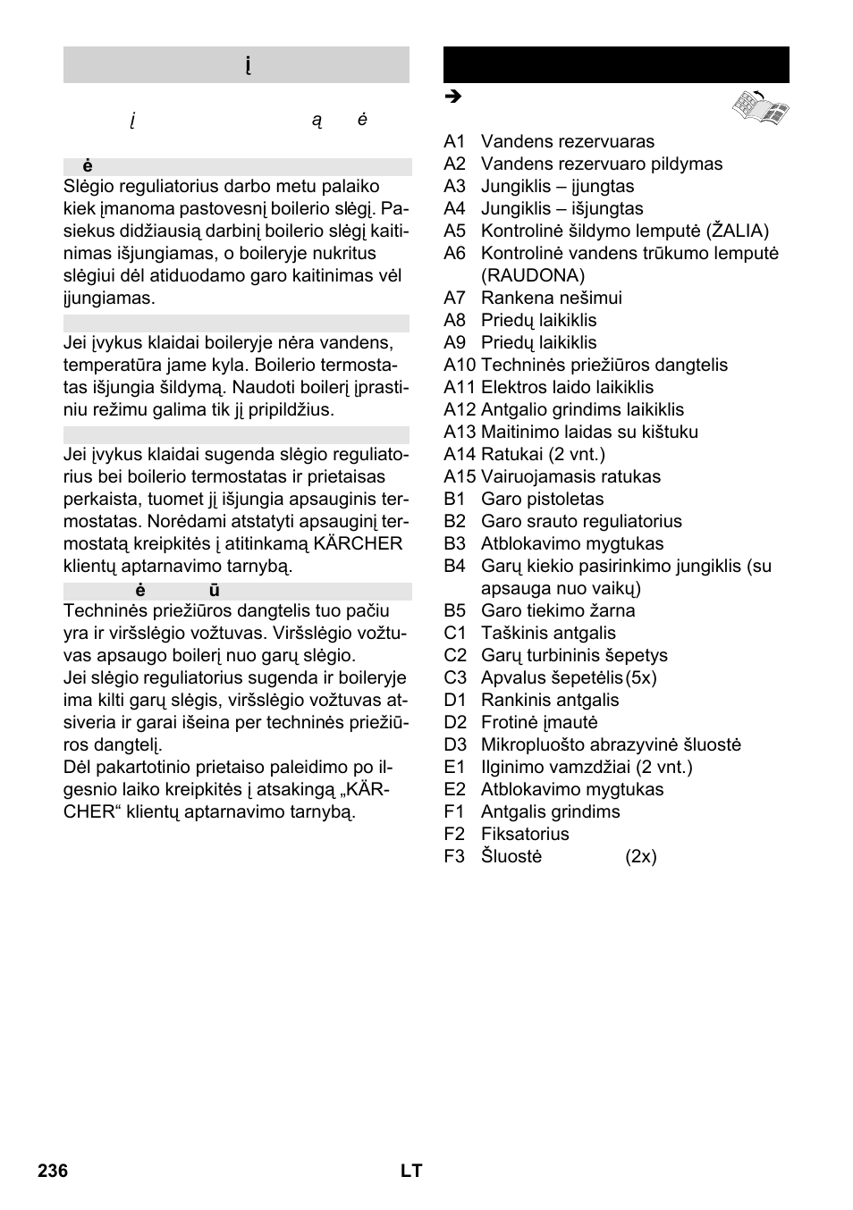 Prietaiso aprašymas | Karcher SC 2-550 C EU User Manual | Page 236 / 266