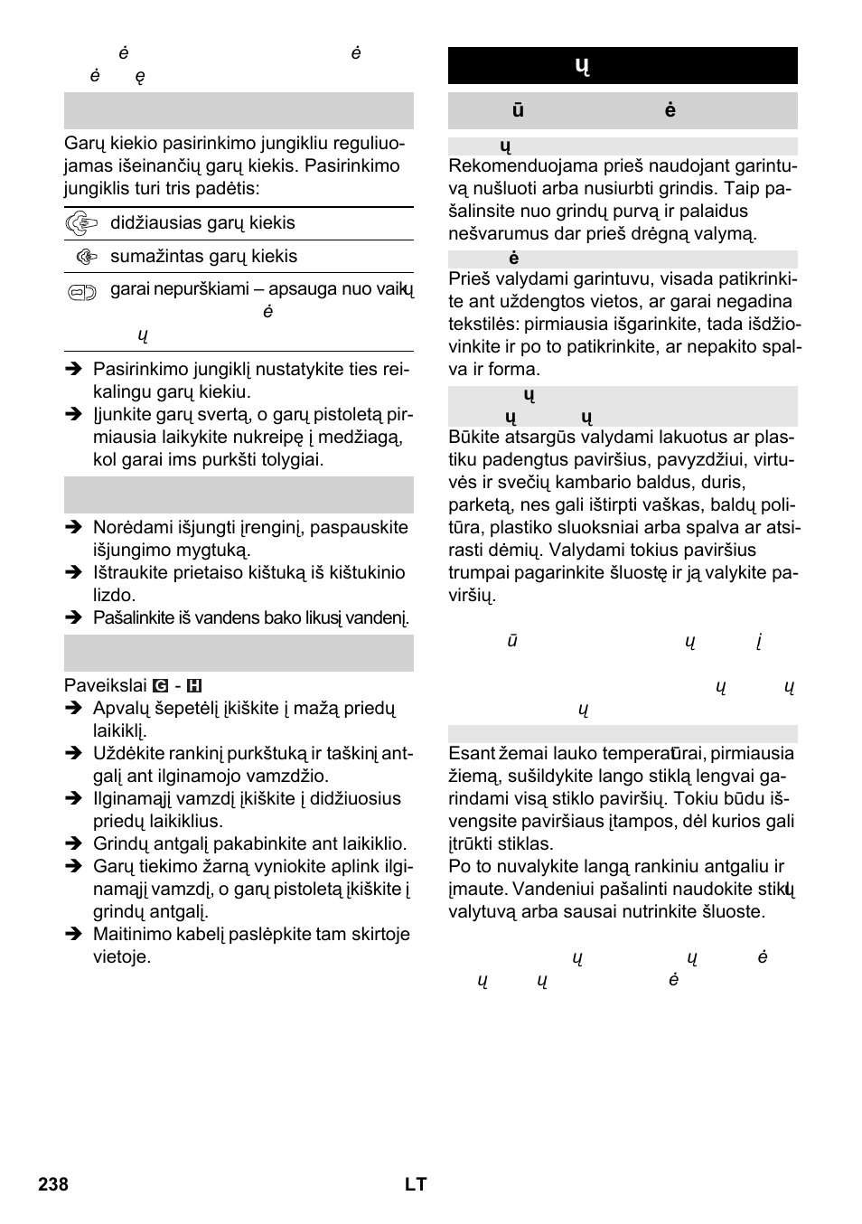 Priedų naudojimas | Karcher SC 2-550 C EU User Manual | Page 238 / 266