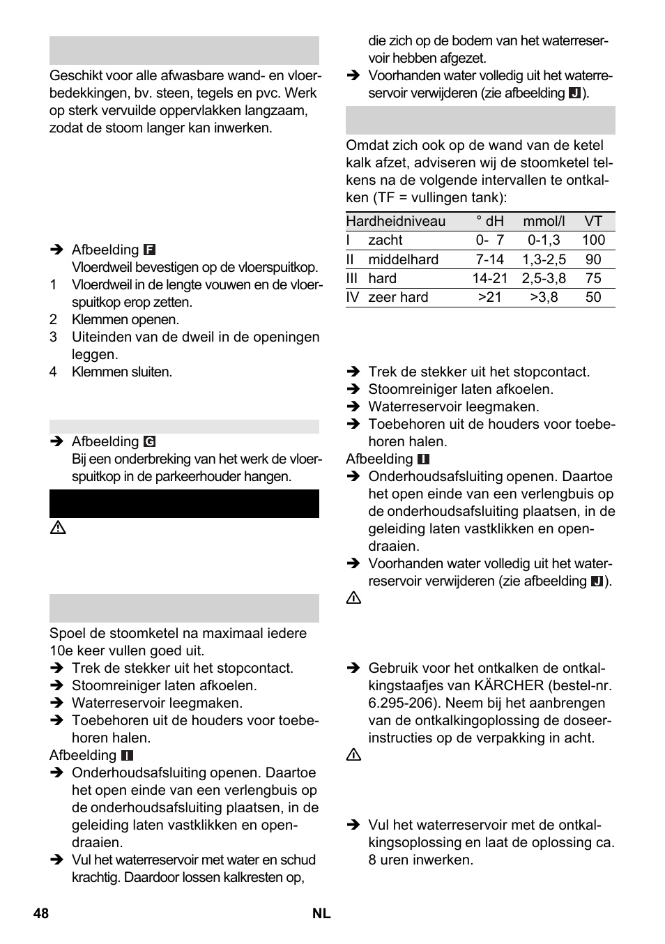 Onderhoud | Karcher SC 2-550 C EU User Manual | Page 48 / 266