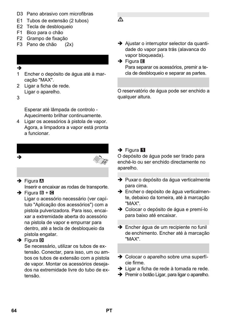 Instruções resumidas funcionamento | Karcher SC 2-550 C EU User Manual | Page 64 / 266